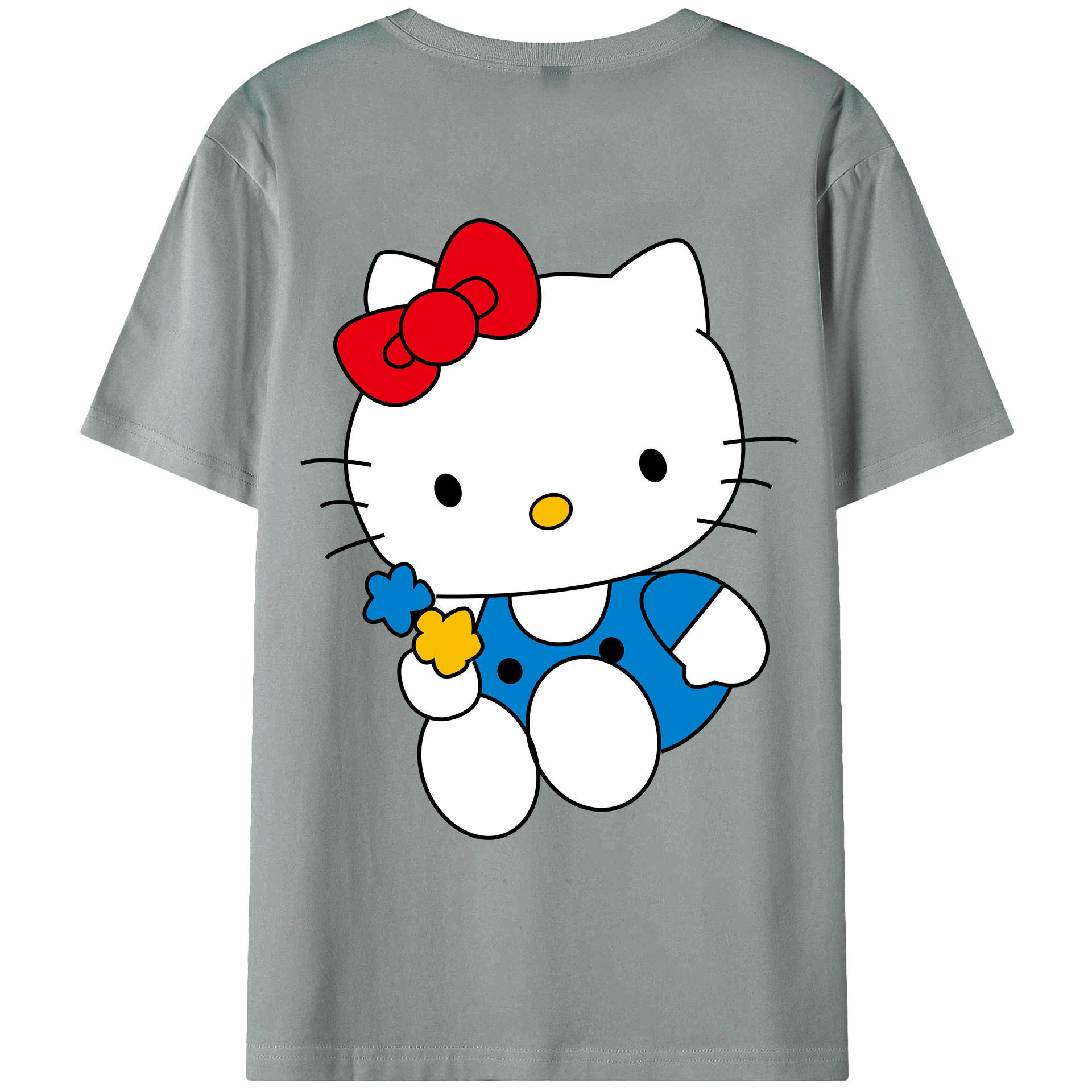 （画像用） Hello Kitty ハローキティ 綿100％ メンズ半袖Tシャツ（バックプリント） 通気性